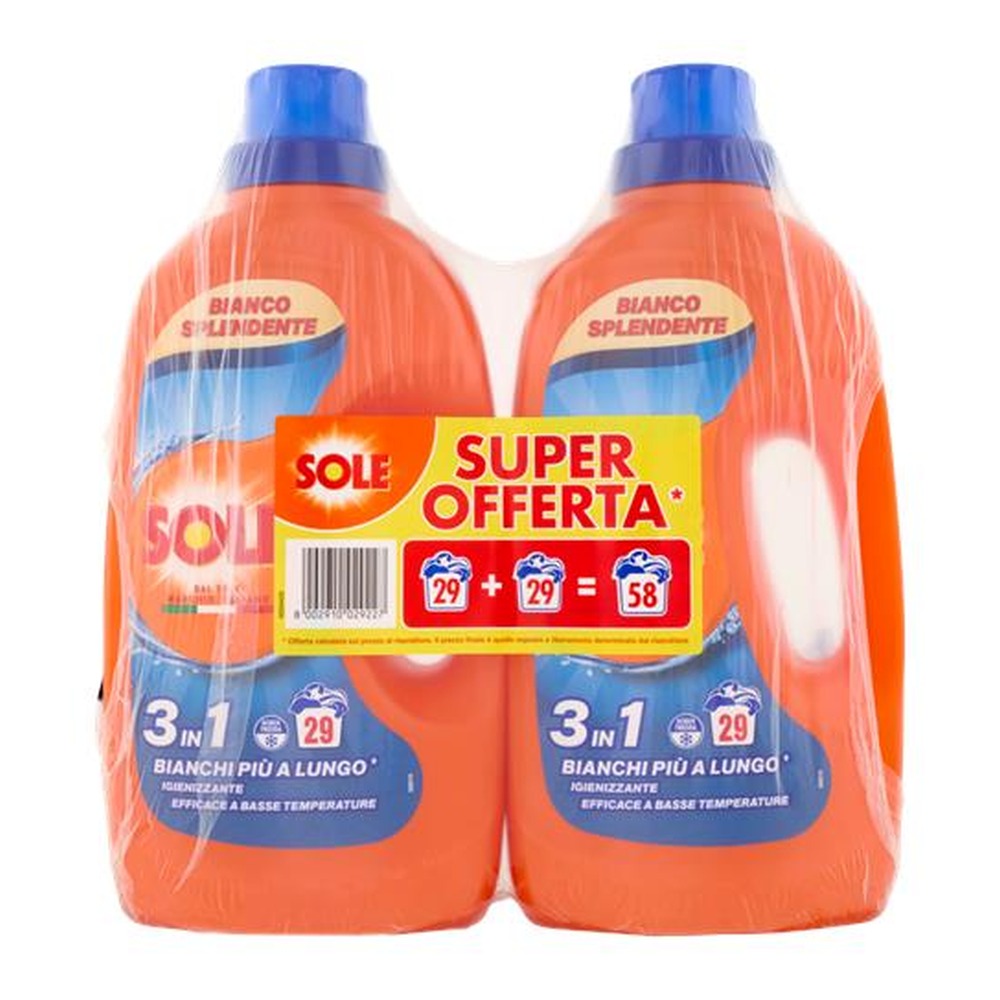 sg_6926_sole-lavatrice-liquido-bianco-29-lavaggi-2x1-305-l Sole Lavatrice Liquido Bianco 29 Lavaggi 2 x 1,305 L - immagine 1