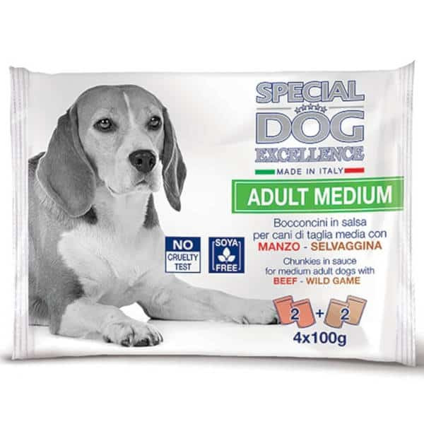 special-dog-excellence-adult-medium-flavour-manzo-salmone-4-x-100-g Special Dog Excellence Adult Medium Flavour Manzo/Salmone 4 x 100 g - immagine 1
