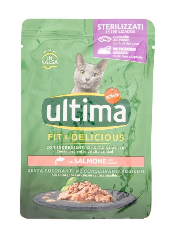 ultima-cibo-per-gatto-fit-delicious-sterilised-salmone-85-g Ultima Cibo per Gatto Fit & Delicious Sterilised Salmone 85 g - immagine 1