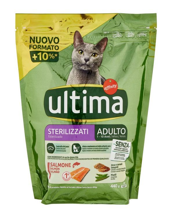 ultima-cibo-per-gatto-sterilizzato-croccante-salmone-440-g Ultima Cibo per Gatto Sterilizzato Croccante Salmone 440 g - immagine 1
