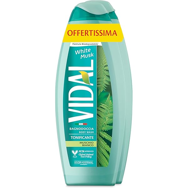 vidal-bagnoschiuma-white-musk-2-x-600-ml Vidal Bagnodoccia Tonificante Muschio Bianco 2 x 600 ml - immagine 1