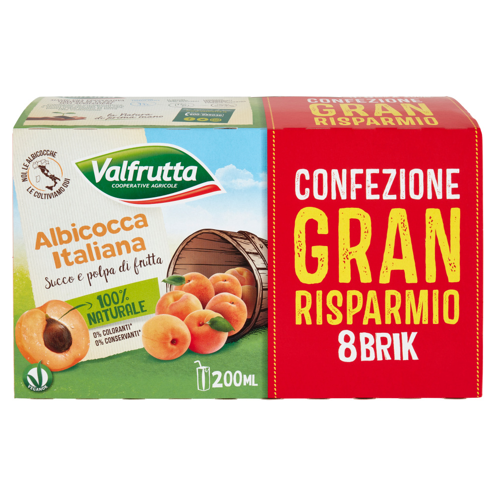 43474-valfrutta-nettare-albicocca-8-x-200-ml-slim Valfrutta Nettare Albicocca 8 x 200 ml Slim - immagine 1