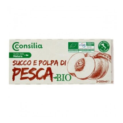 Consilia Succo di Pesca Senza Zucchero Aggiunto 3 x 200 ml