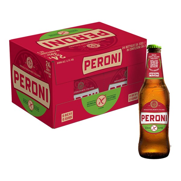 Cassa Birra Peroni Gluten Free 33 cl - Confezione da 24 pz Cassa Birra Peroni Gluten Free 33 cl - Confezione da 24 pz
