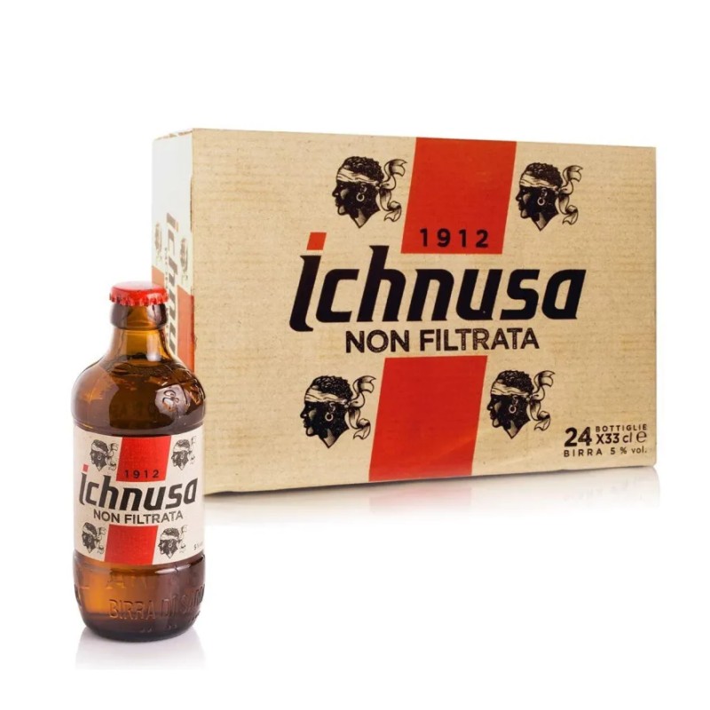 Cassa Birra Sarda Ichnusa Non Filtrata 33 cl - Confezione da 24 pz Cassa Birra Sarda Ichnusa Non Filtrata 33 cl - Confezione da 24 pz